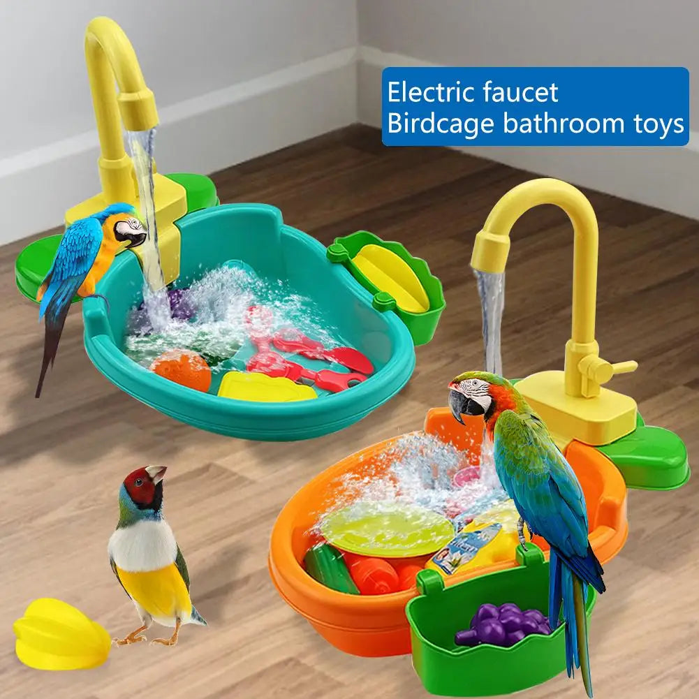 New Bird Feeder Automatic Parrot Bath Tub - Swimming Pool with Faucet