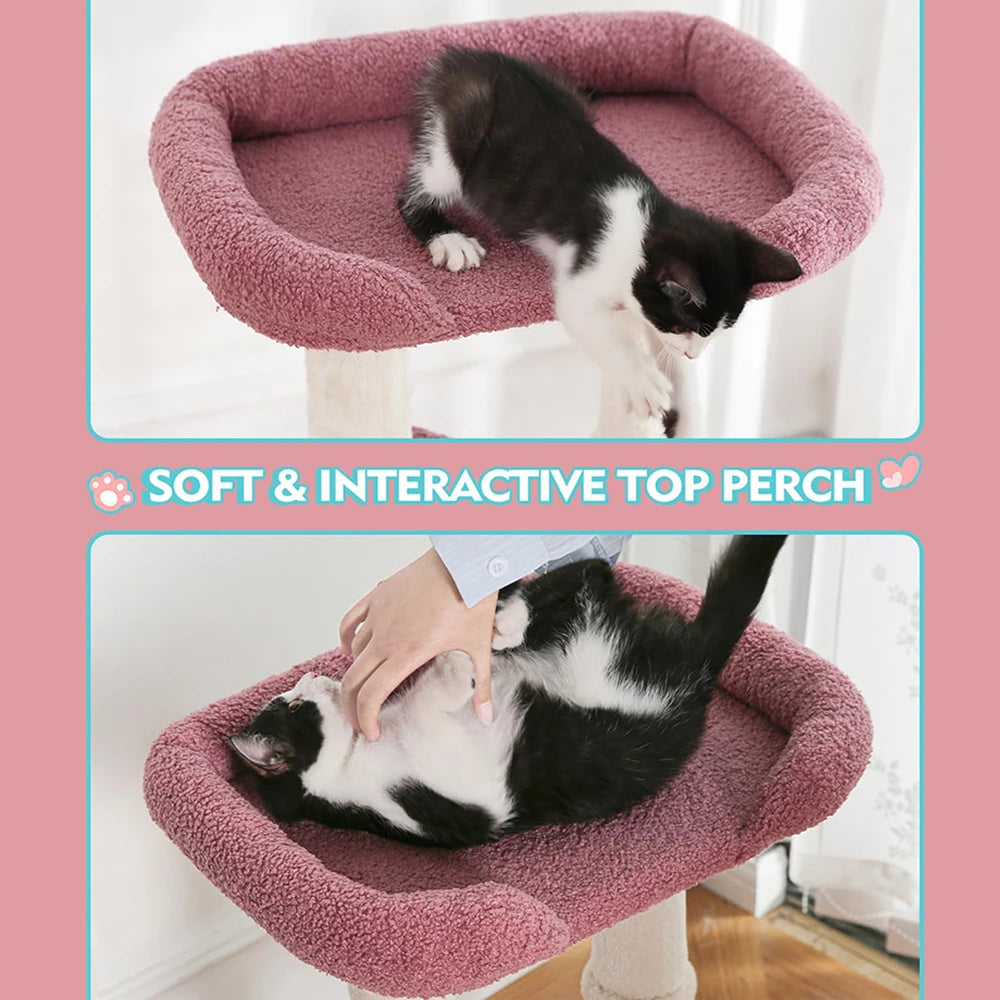 Pink Cat Tree Carpet (29") - Multi-Level Modern Activity Center