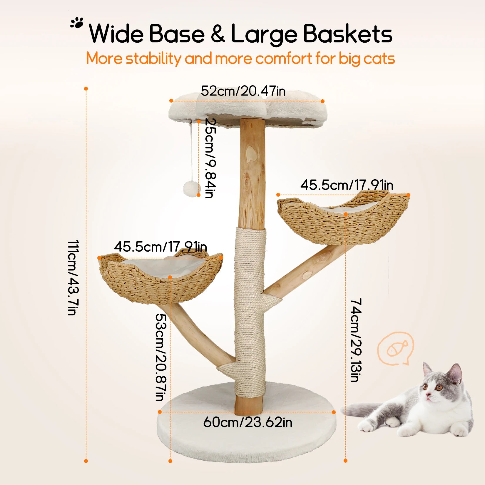 Bingopaw Cat Tree Tower Condo - Multi-Level Scratch Post for Kittens
