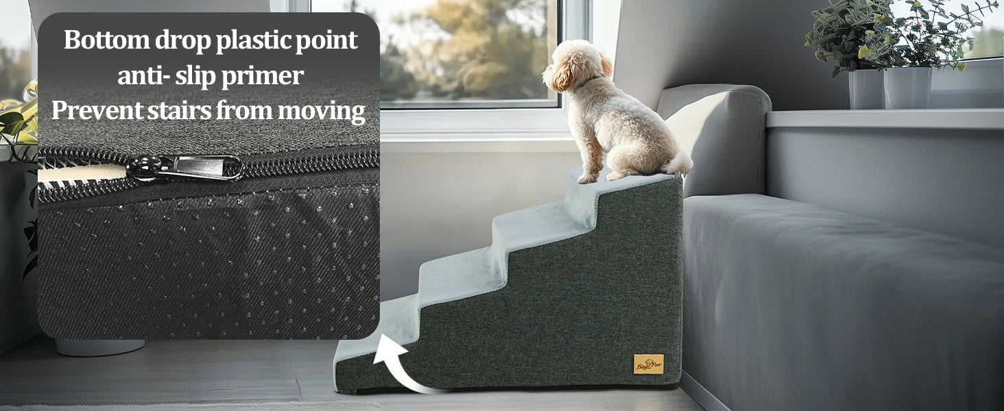 Pet 3/4 Step Stair Dog Cat Ramp - High-Density Foam Stairs