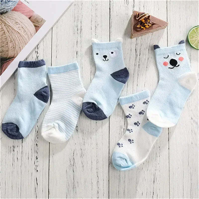 5 Pair/Lot Cotton Baby Socks - Mustache Print for Girls & Boys