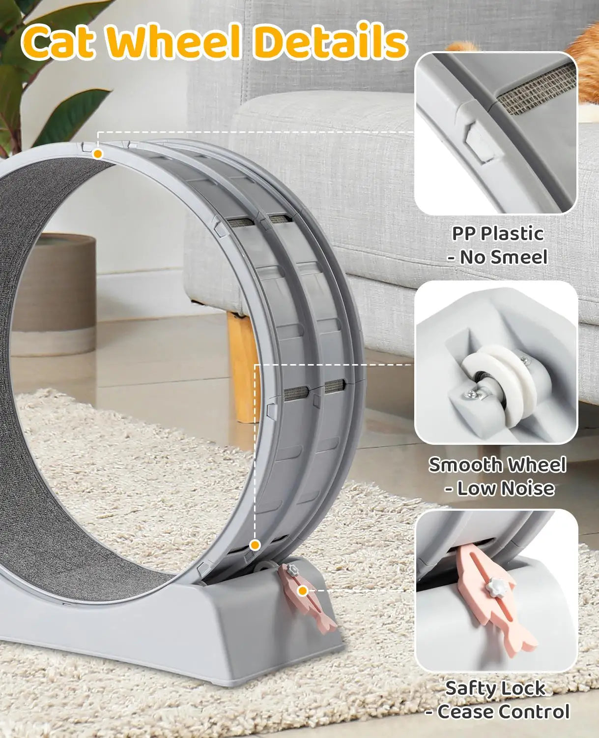 Indoor Cat Exercise Wheel - 31-Inch Treadmill for Cats