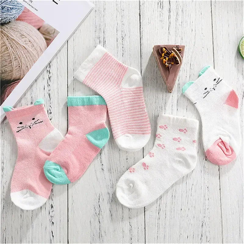 5 Pair/Lot Cotton Baby Socks - Mustache Print for Girls & Boys