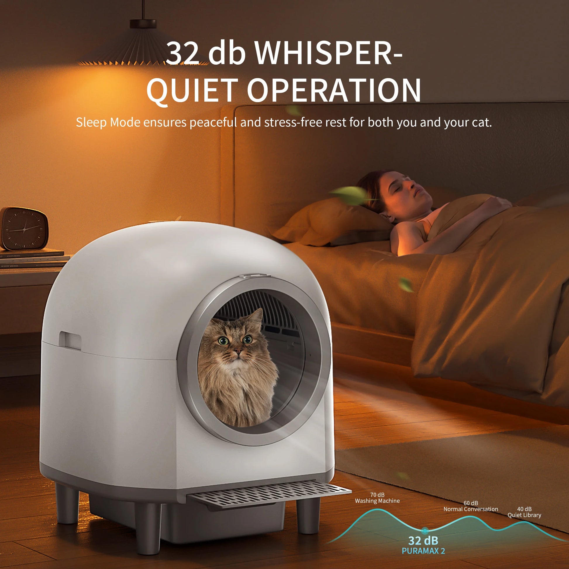 OMCPET Automatic Smart Cat Litter Box - Self Cleaning Sandbox & App Control
