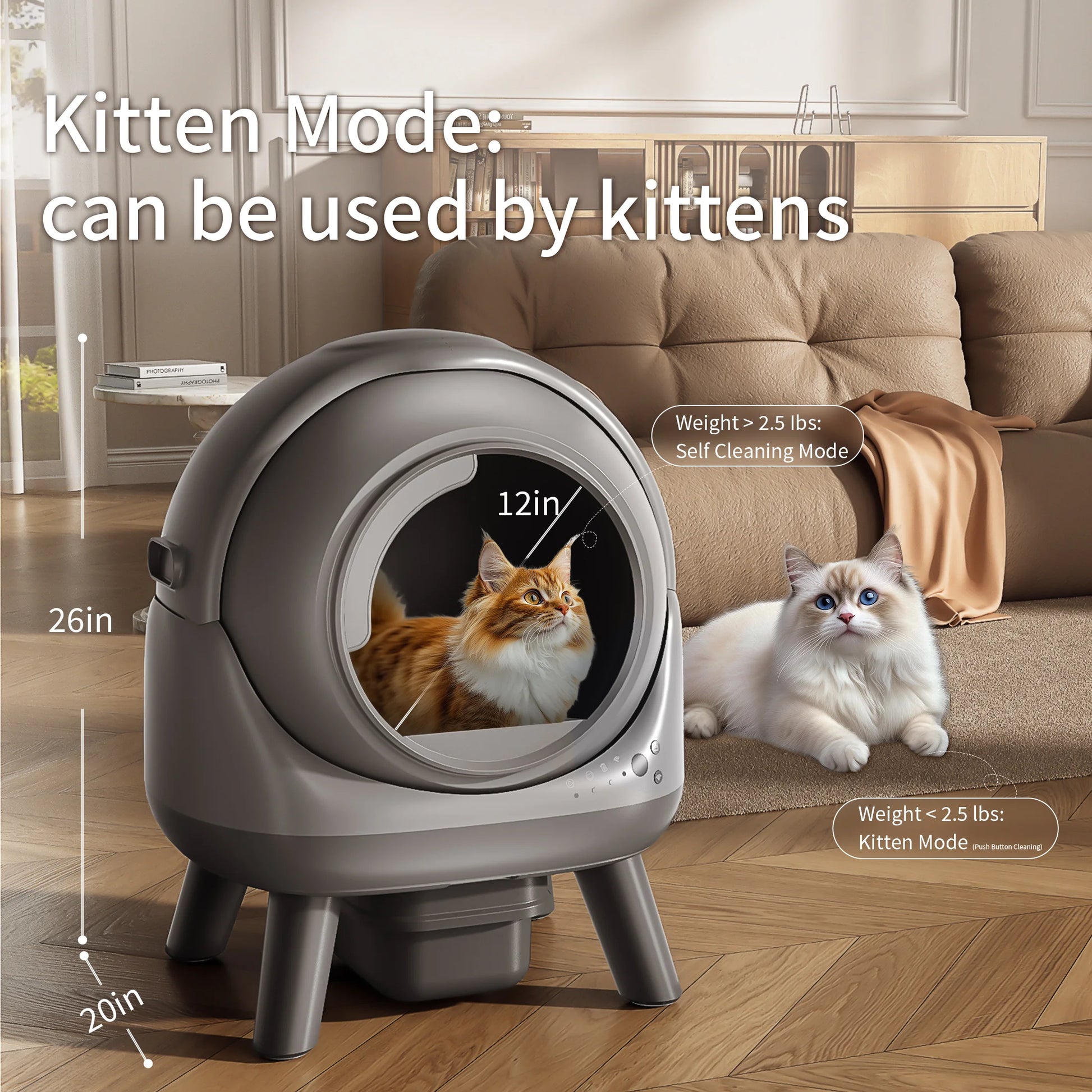 REDSASA 75L Automatic Smart Cat Litter Box - Self-Cleaning & App Control