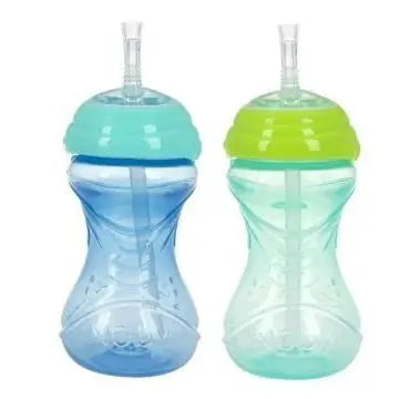Nuby Easy-Grip 10 Fl oz Soft Straw Sippy Cup (2 Count) - Convenient for Little Ones