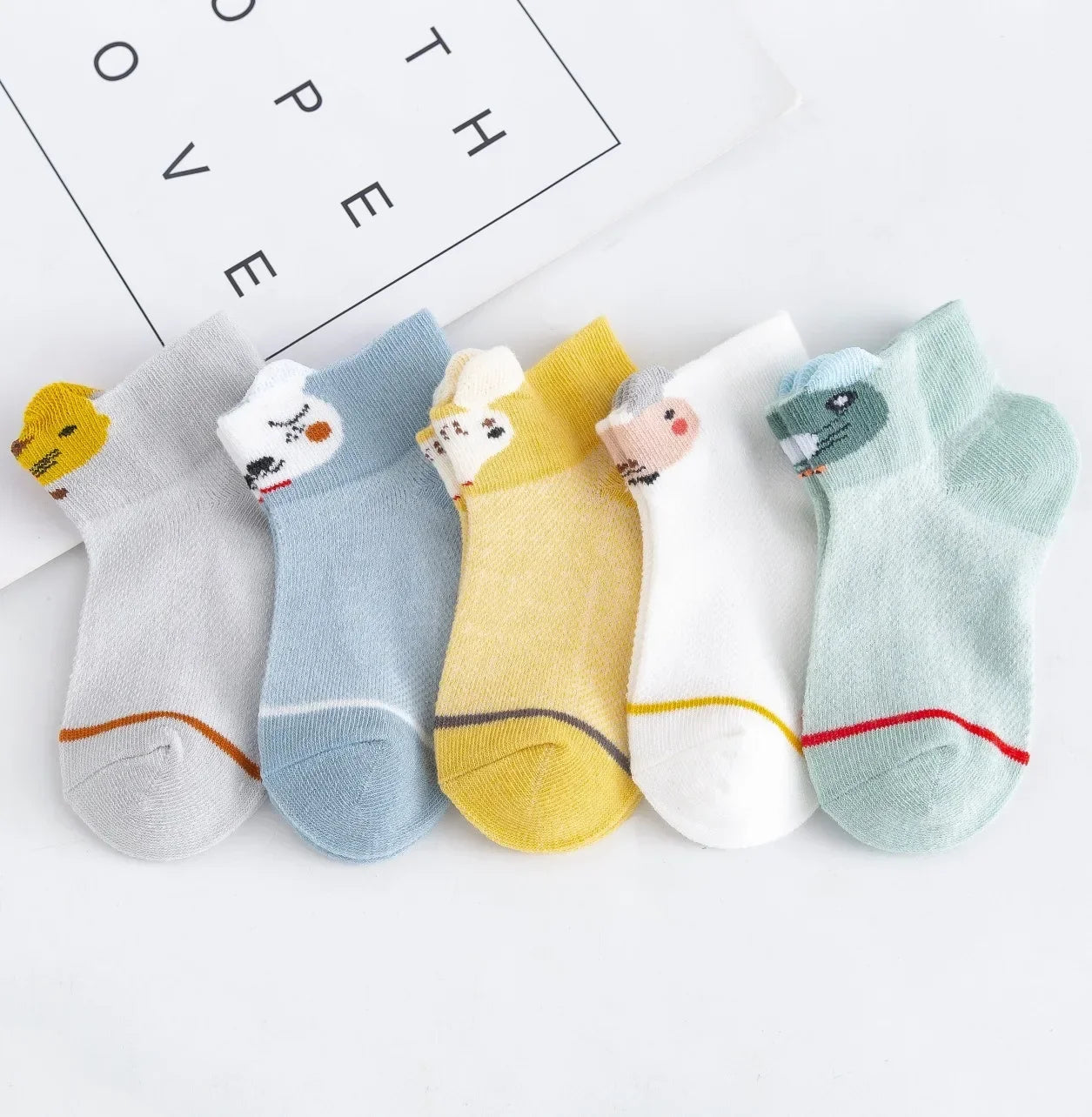 5 Pair/Lot Cotton Baby Socks - Mustache Print for Girls & Boys