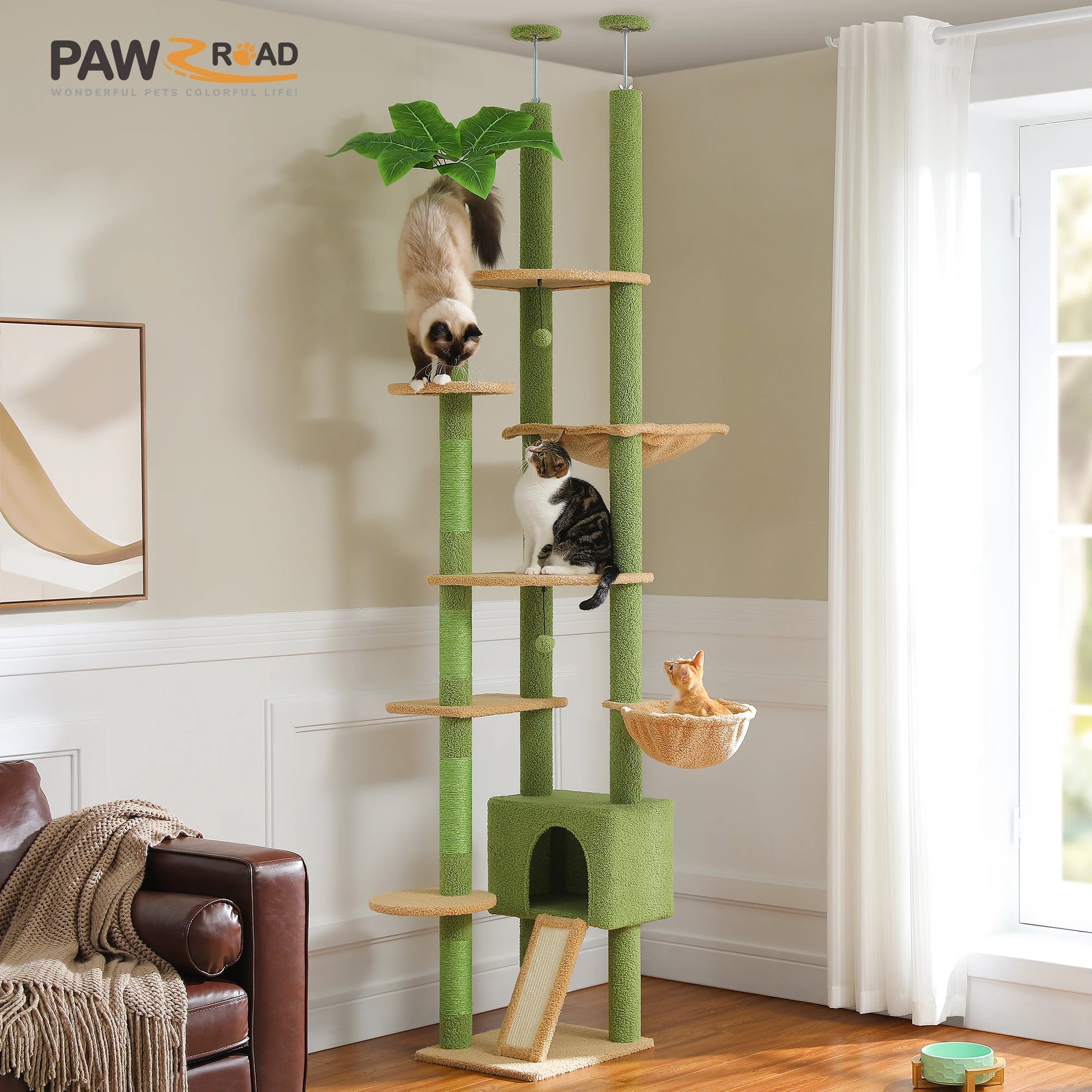 Cactus Cat Tree Floor to Ceiling - Adjustable Cat Tower