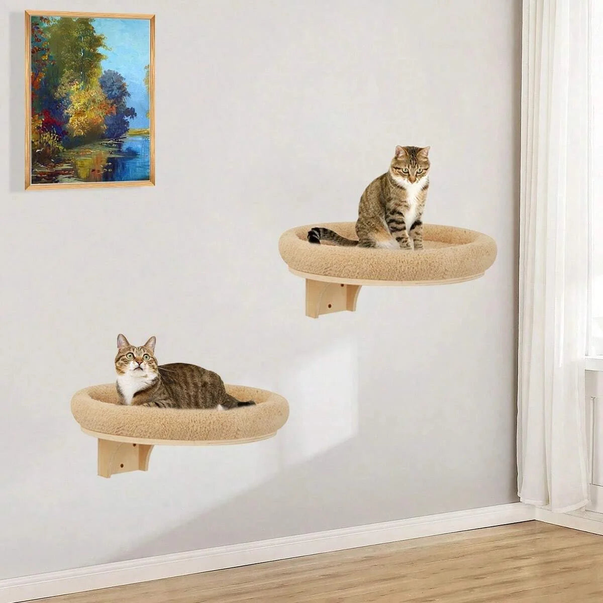 Cat Wall Mounted Wooden Furniture - Climbing Ladder & Cat Hammock