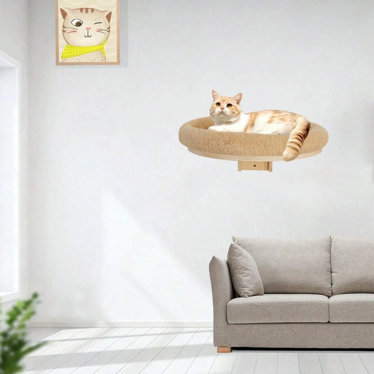 Cat Wall Mounted Wooden Furniture - Climbing Ladder & Cat Hammock