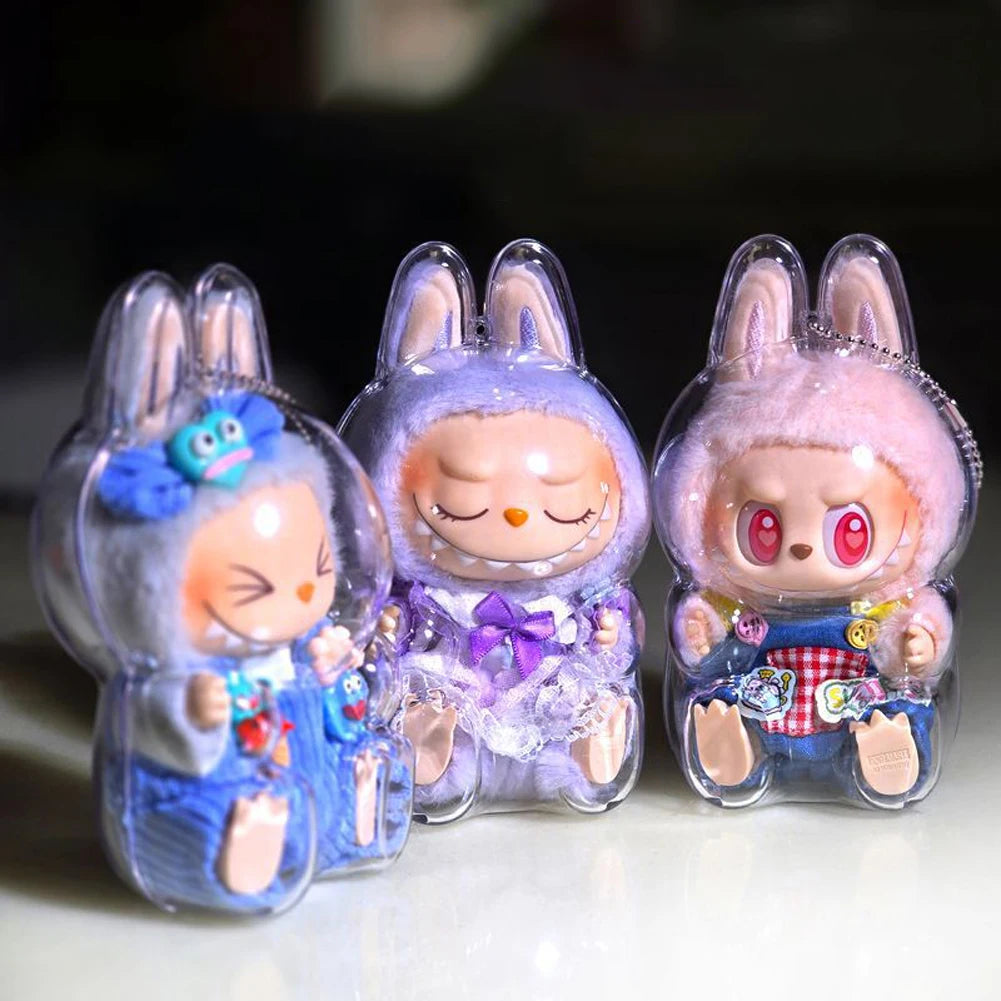 For Labubu Transparent Protective Cover 1-5PC Monster Toy Elf Doll Case Storage Box Cute Elf Plushie Display Cover for Doll Gift