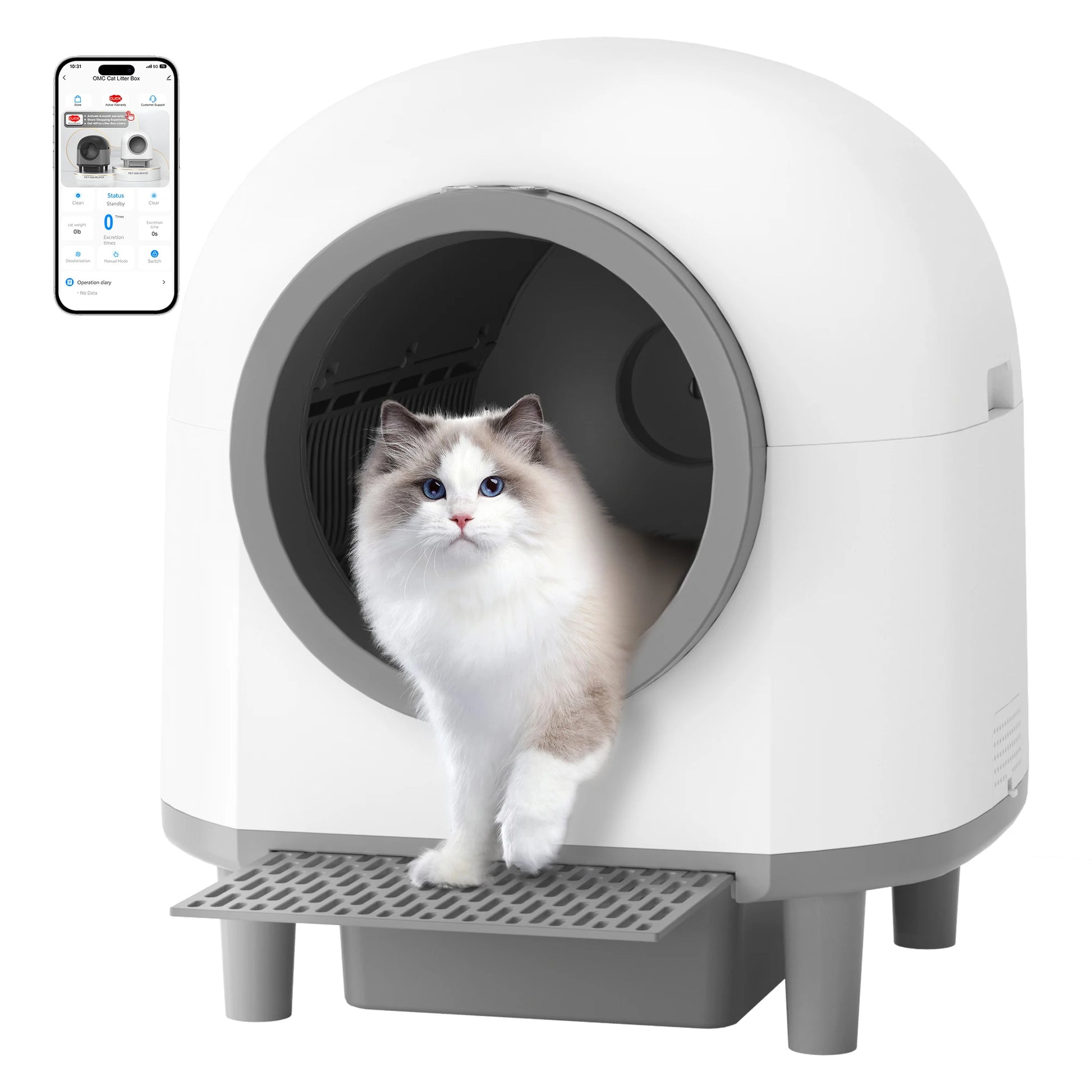 OMCPET Automatic Smart Cat Litter Box - Self Cleaning Sandbox & App Control
