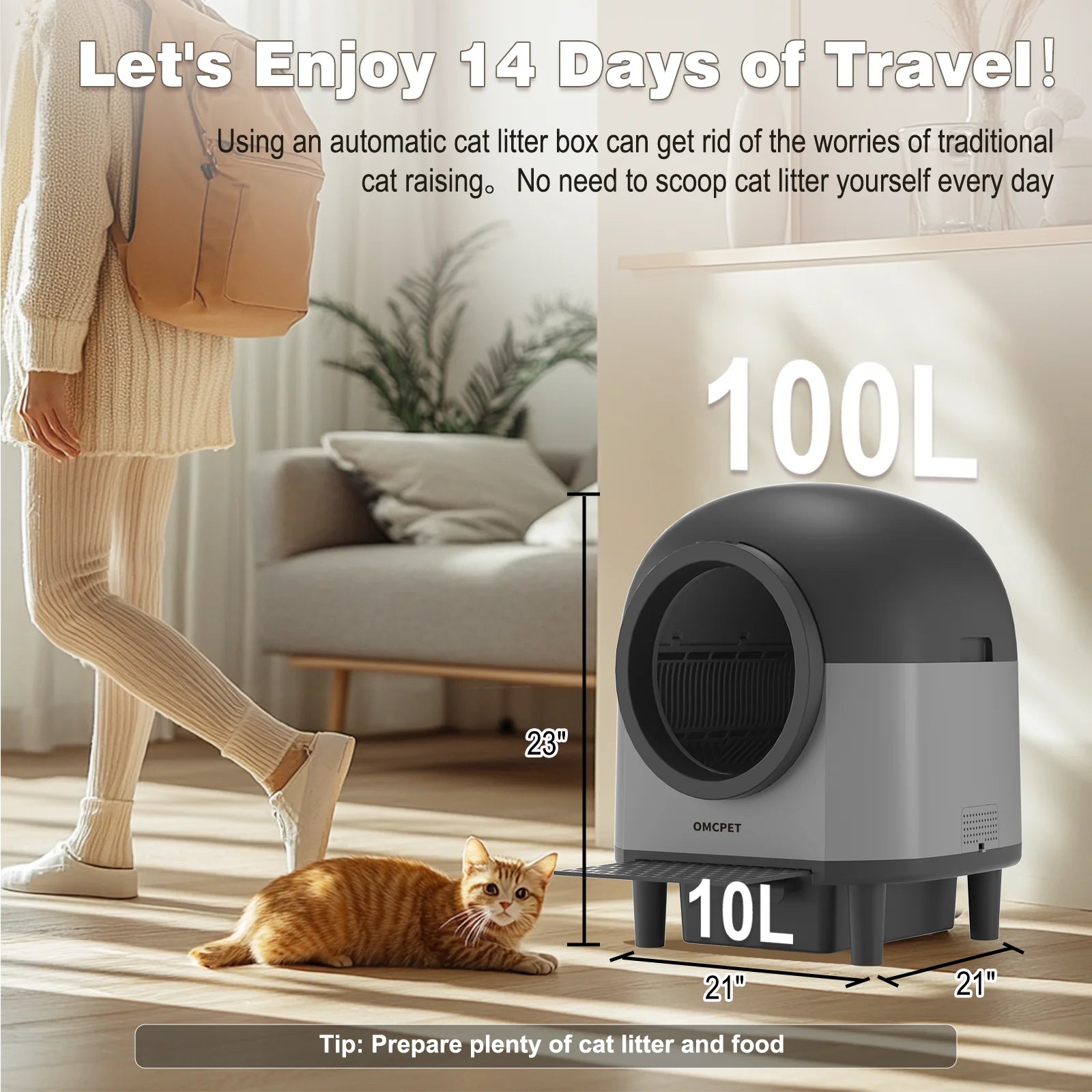 OMCPET Automatic Smart Cat Litter Box - Self Cleaning Sandbox & App Control
