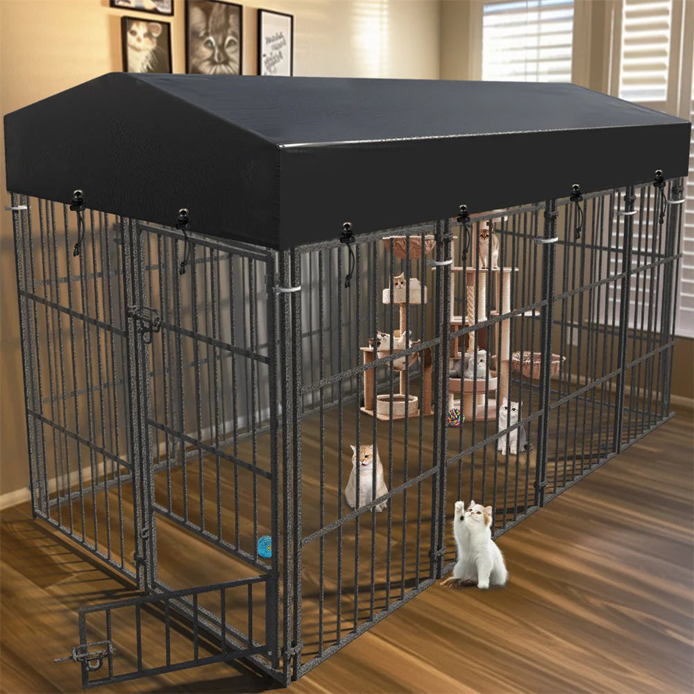 Heavy Duty Large Dog Kennel - Pet Welded Metal Playpen with Roof