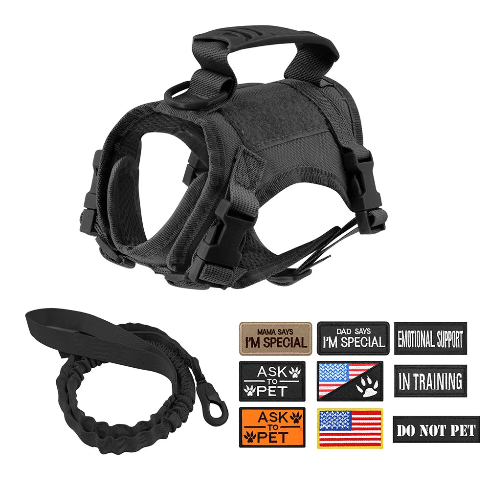 Tactical Cat Harness Leash with 9 Patches - Small Dog Puppy Vest
