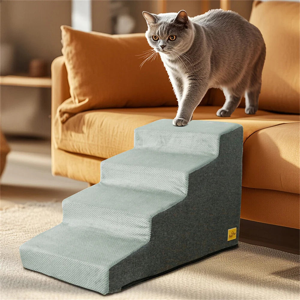 Pet 3/4 Step Stair Dog Cat Ramp - High-Density Foam Stairs