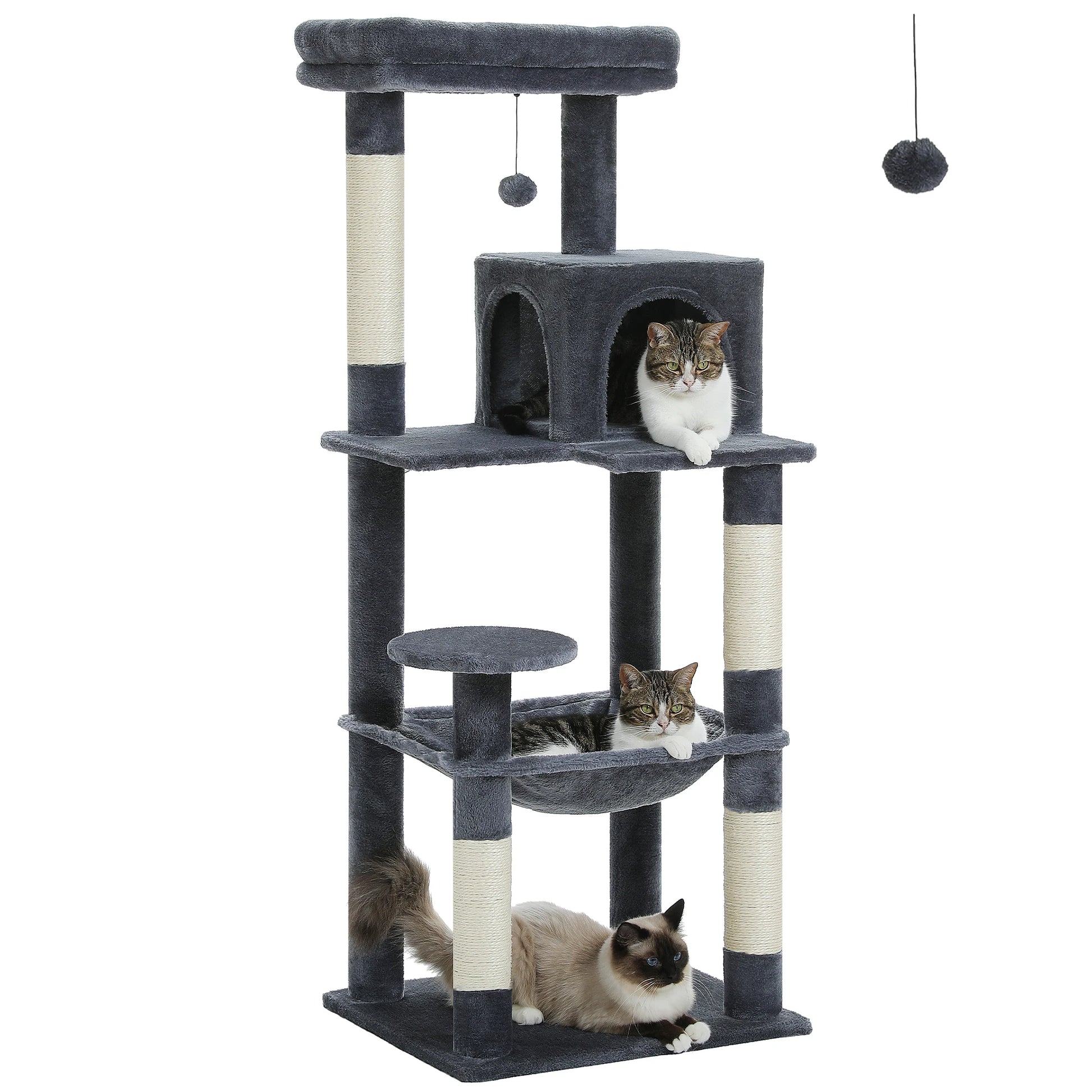 5-Level Cat Tower for Large Cats - Condo, Hammock & Perch
