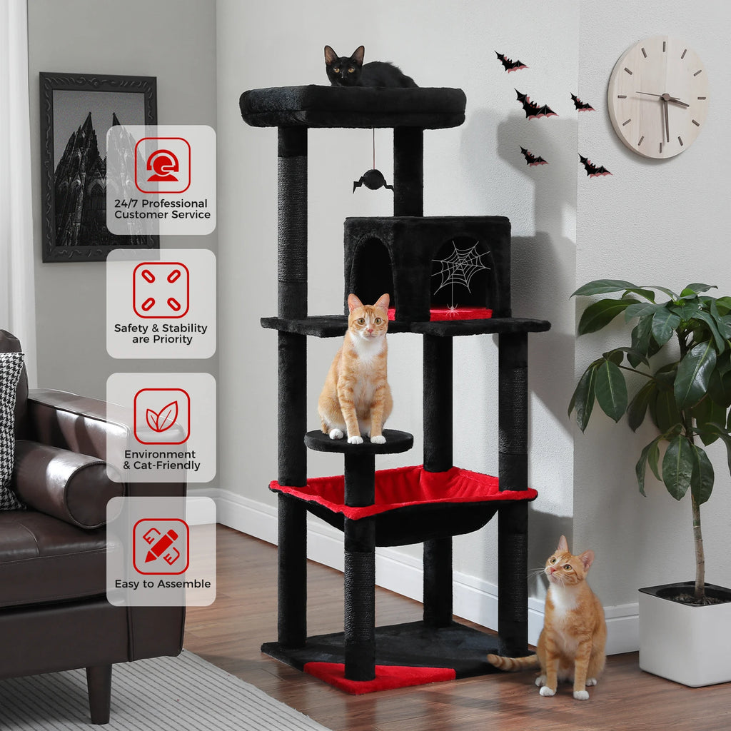 5-Level Cat Tower for Large Cats - Condo, Hammock & Perch