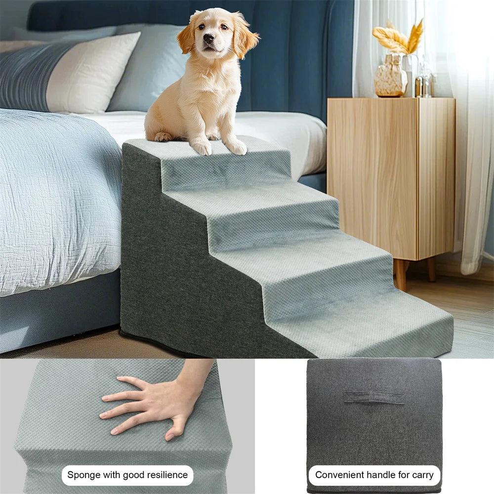 Pet 3/4 Step Stair Dog Cat Ramp - High-Density Foam Stairs