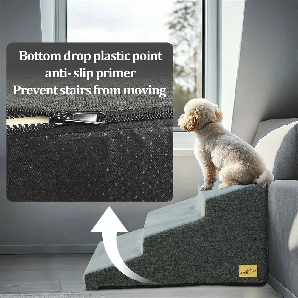 Pet 3/4 Step Stair Dog Cat Ramp - High-Density Foam Stairs