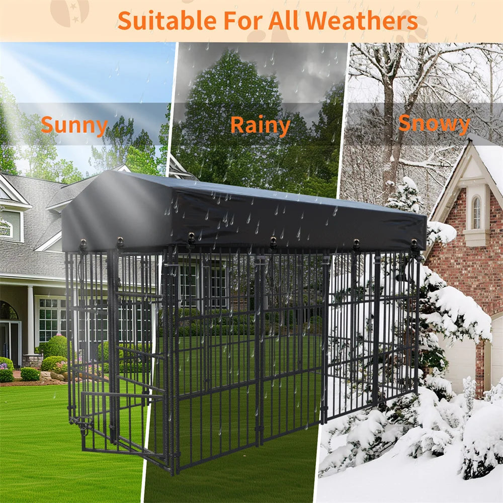 Heavy Duty Large Dog Kennel - Pet Welded Metal Playpen with Roof