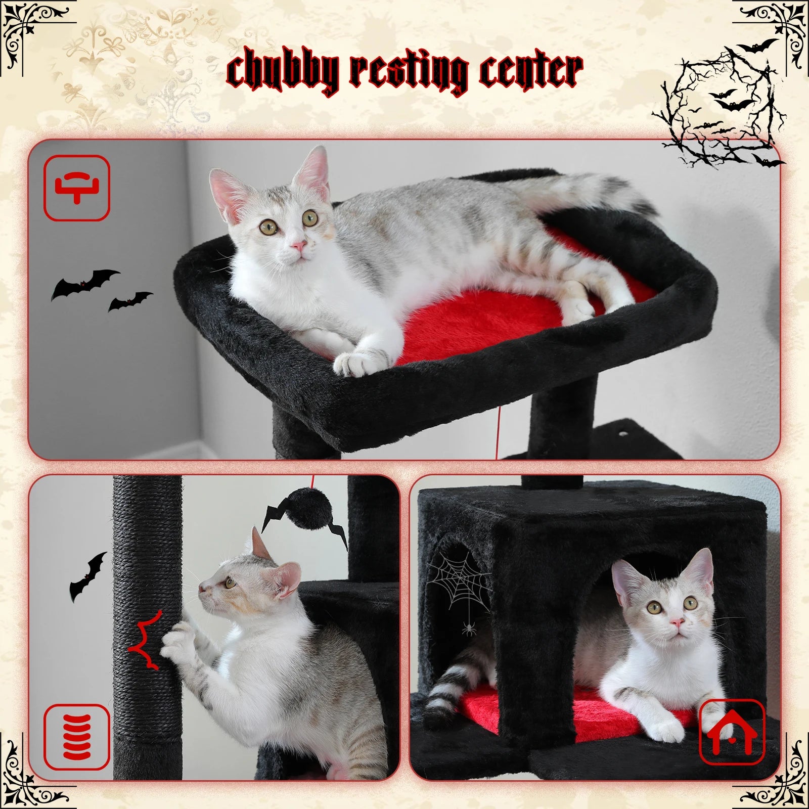 5-Level Cat Tower for Large Cats - Condo, Hammock & Perch