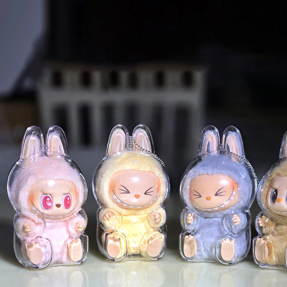 For Labubu Transparent Protective Cover 1-5PC Monster Toy Elf Doll Case Storage Box Cute Elf Plushie Display Cover for Doll Gift