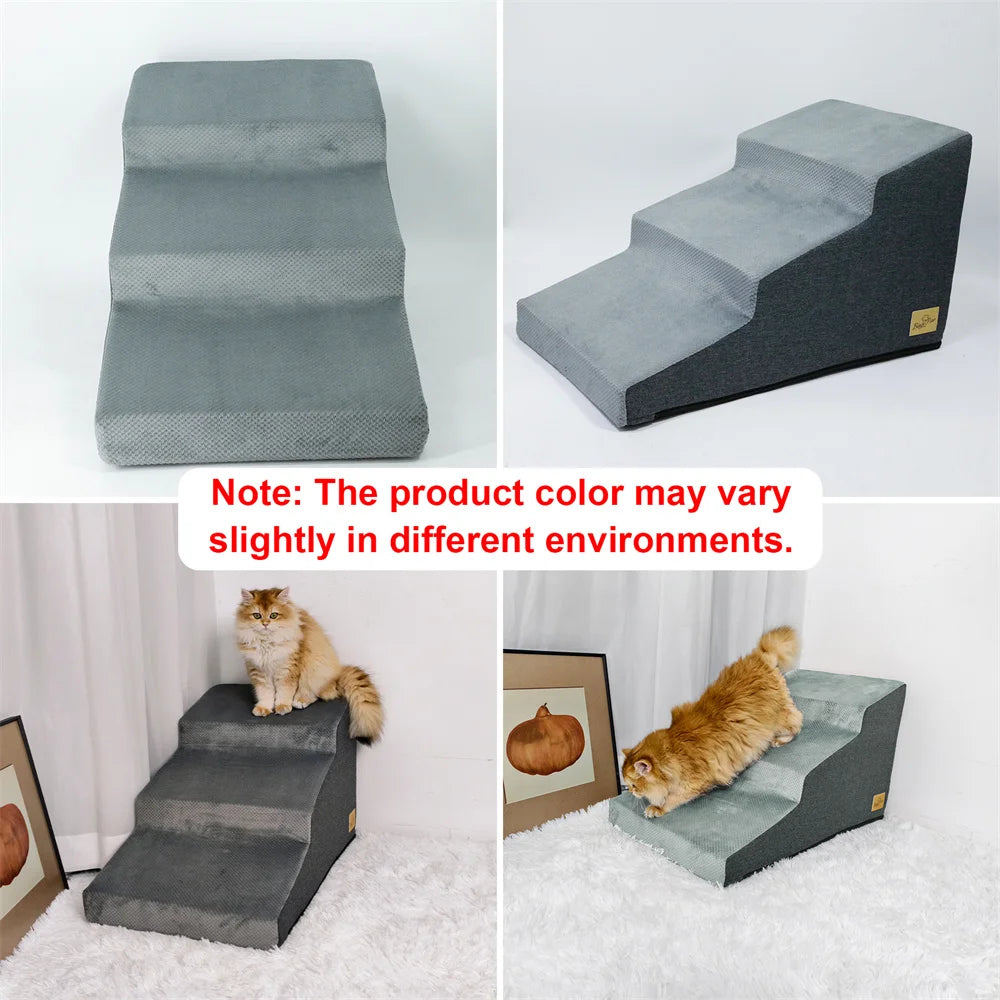 Pet 3/4 Step Stair Dog Cat Ramp - High-Density Foam Stairs