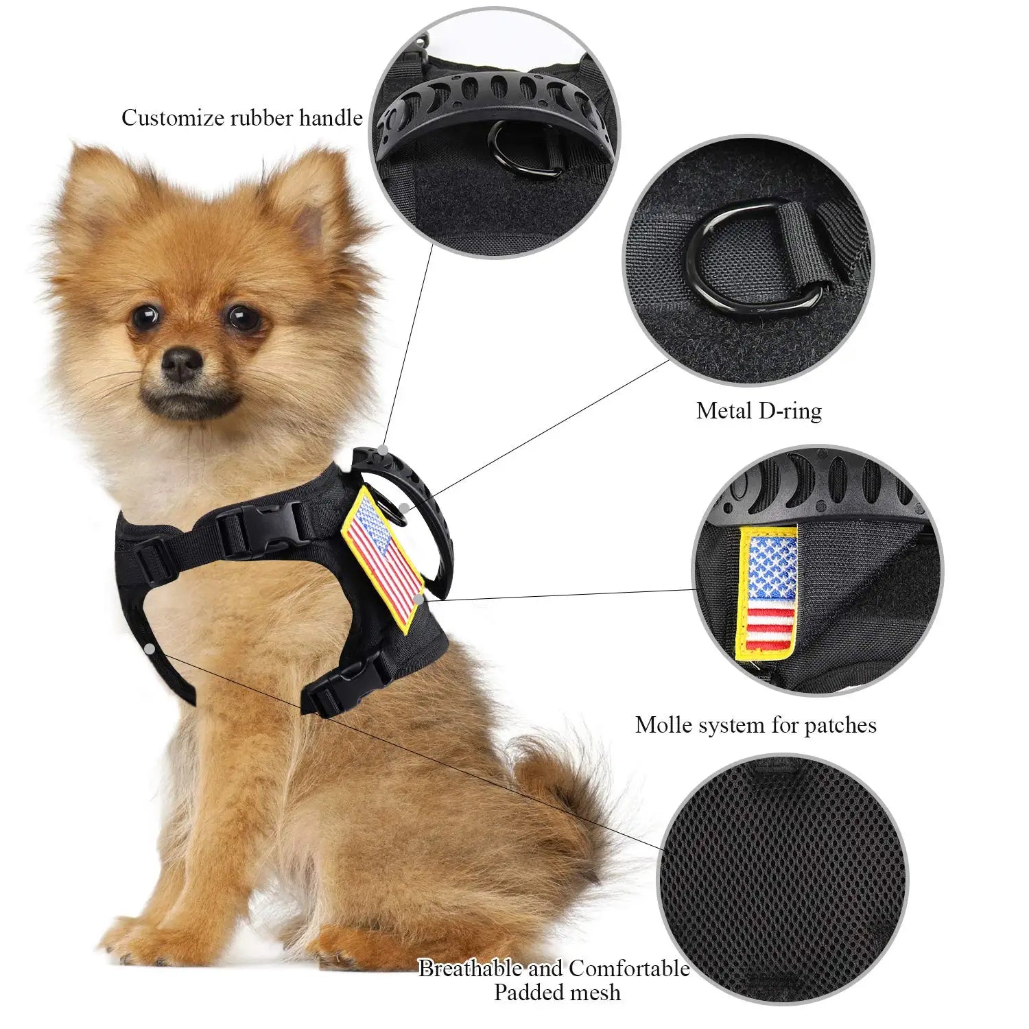 Tactical Puppy Harness Leash Set - Adjustable Vest for Small Dogs