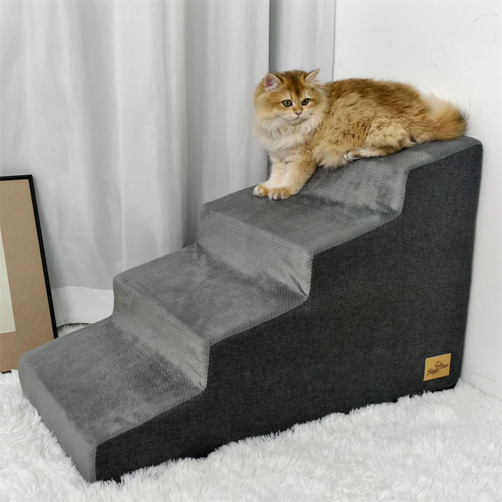 Pet 3/4 Step Stair Dog Cat Ramp - High-Density Foam Stairs