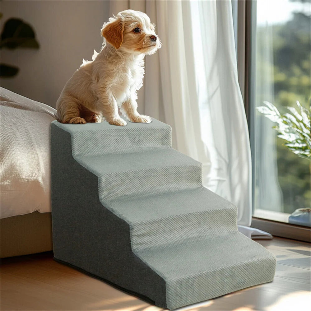 Pet 3/4 Step Stair Dog Cat Ramp - High-Density Foam Stairs