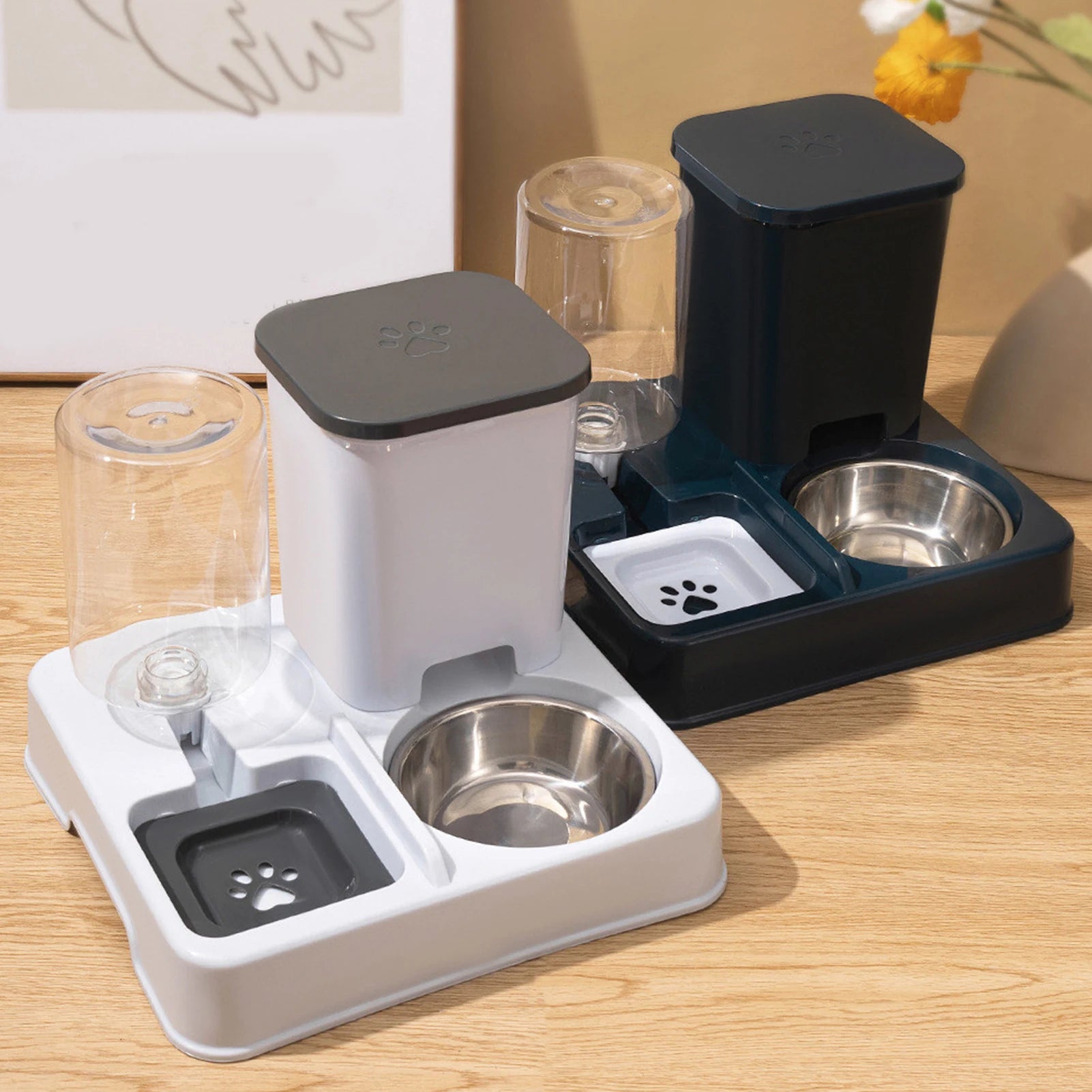 Automatic Feeder Cat Bowl - Pets Water Dispenser 2-in-1