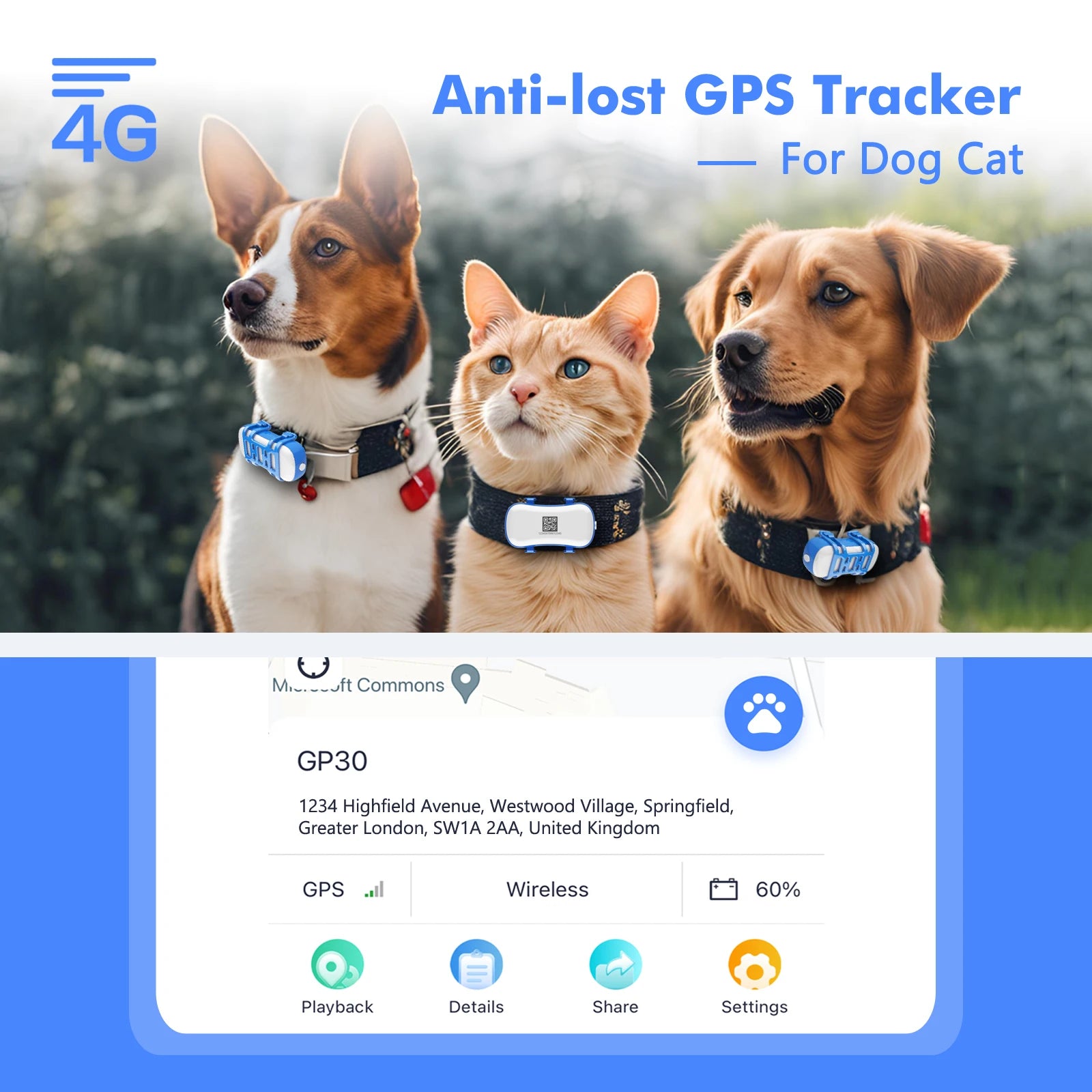4G Mini GPS Tracker for Pet Cat - Waterproof Live Pet Locator