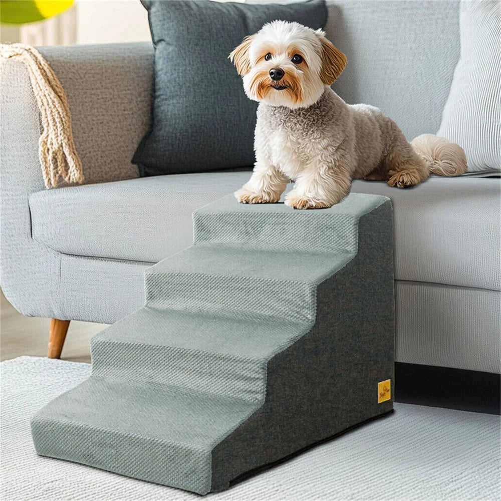 Pet 3/4 Step Stair Dog Cat Ramp - High-Density Foam Stairs