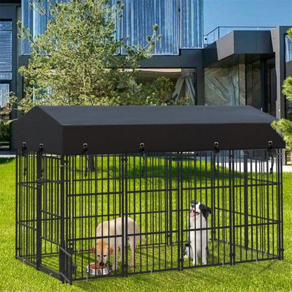 Heavy Duty Large Dog Kennel - Pet Welded Metal Playpen with Roof