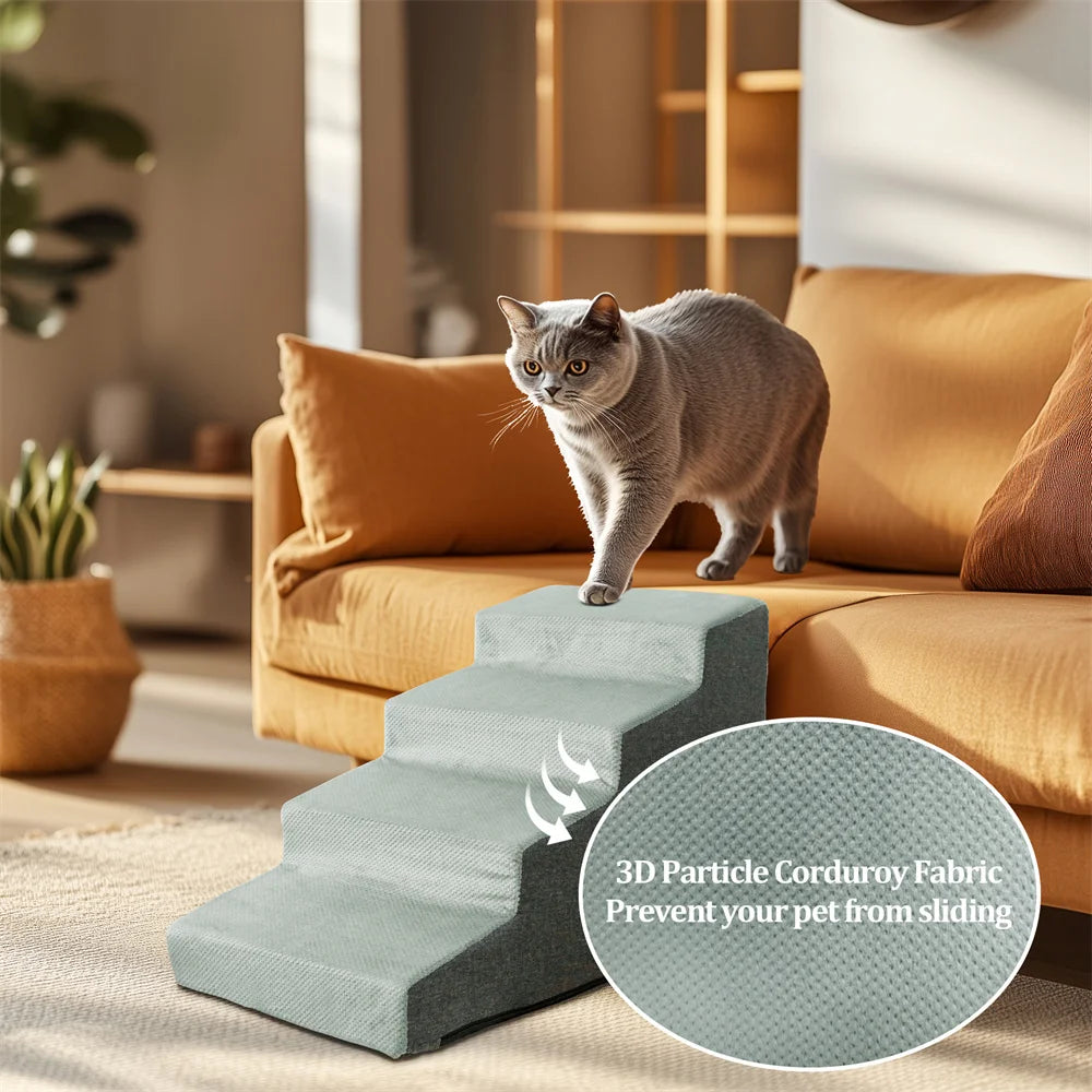Pet 3/4 Step Stair Dog Cat Ramp - High-Density Foam Stairs