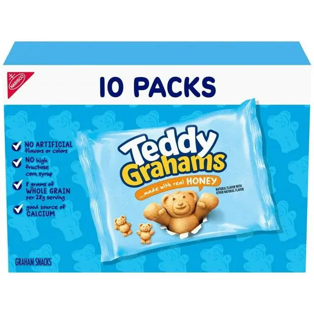 TEDDY GRAHAMS Honey Graham Snacks 10 Pack - Kids Lunch Boxes
