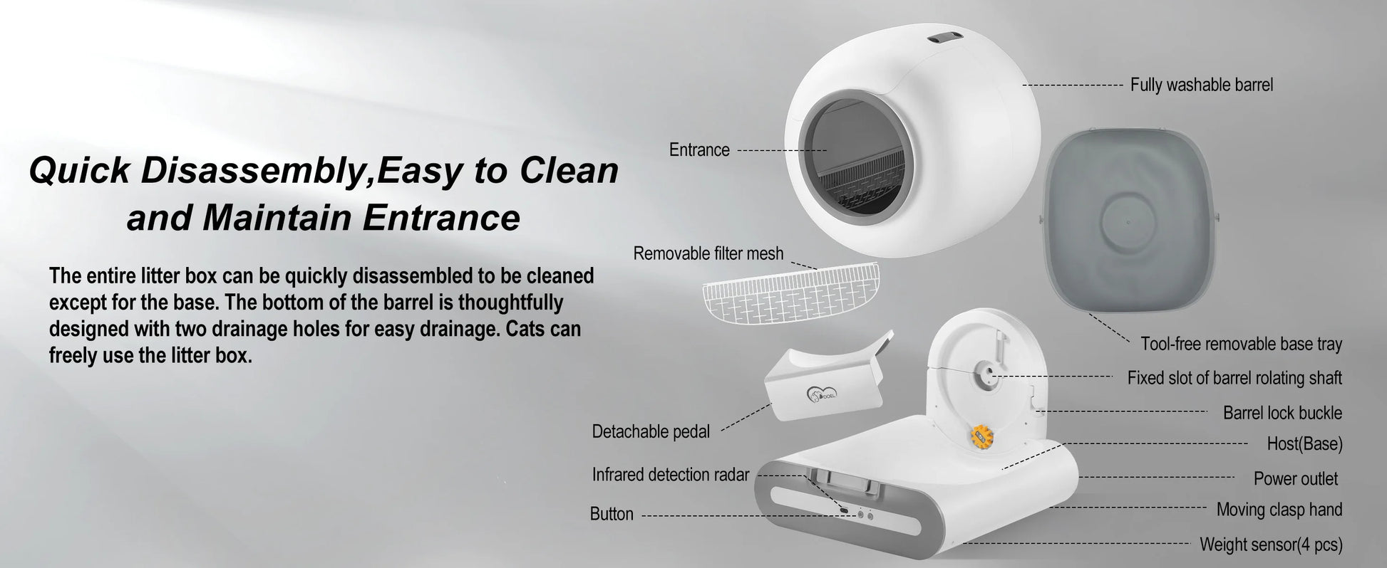 DOEL Automatic Cat Litter Box - Self Cleaning with App Control