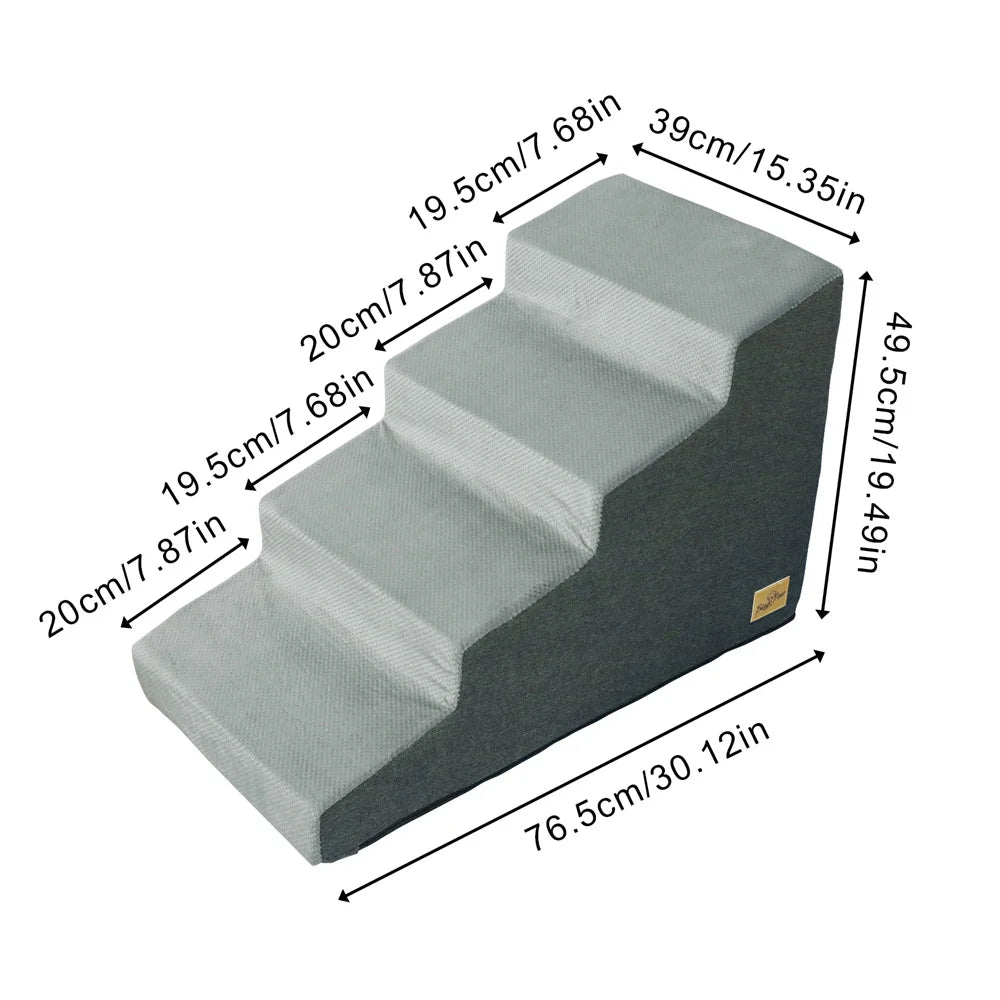 Pet 3/4 Step Stair Dog Cat Ramp - High-Density Foam Stairs