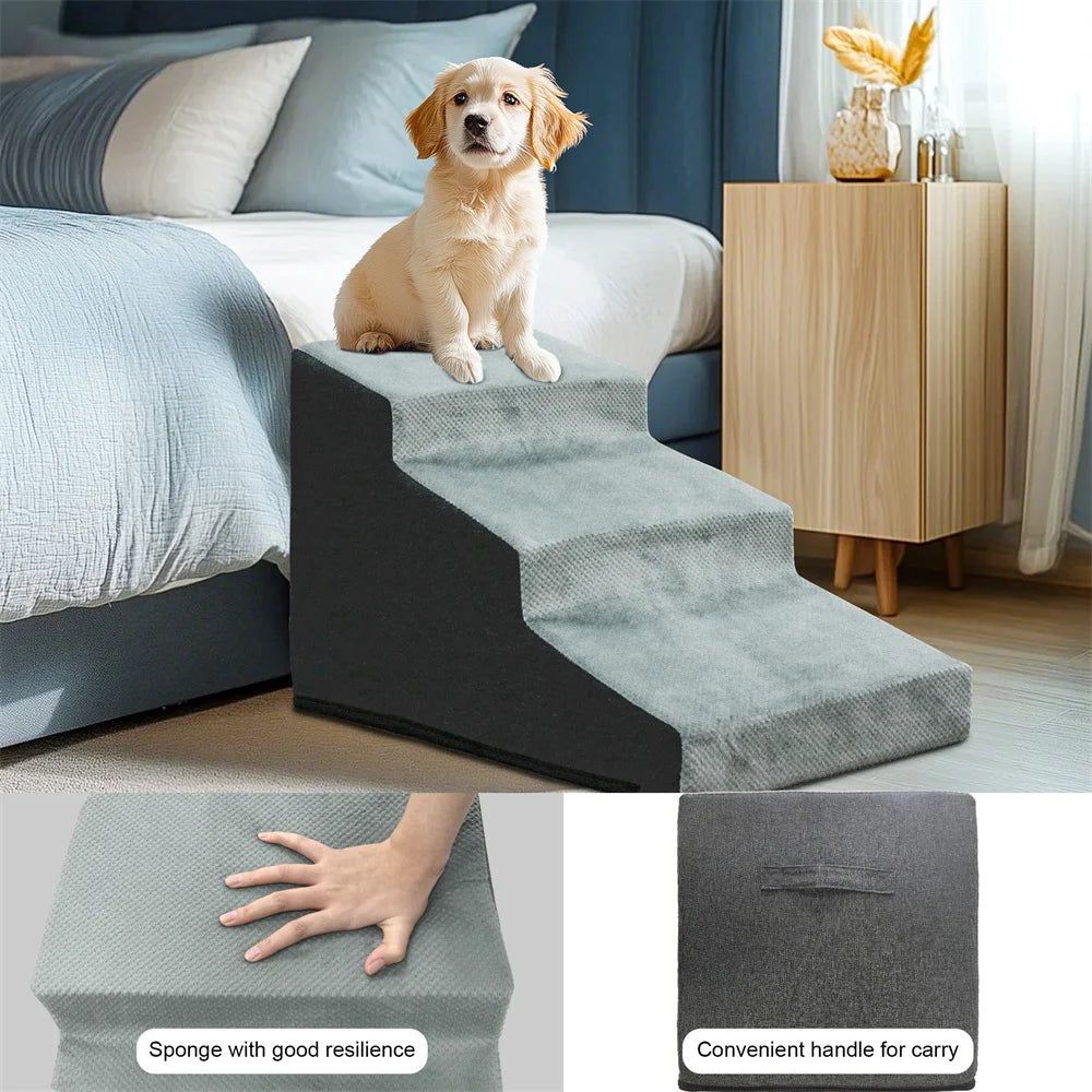 Pet 3/4 Step Stair Dog Cat Ramp - High-Density Foam Stairs