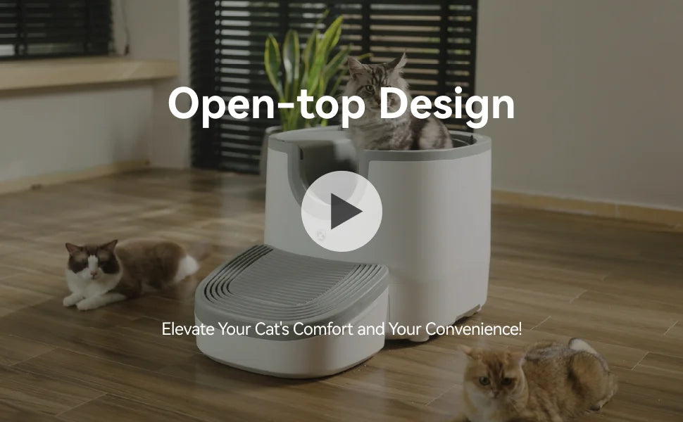 Self-Cleaning Cat Litter Box - Open-Top Design for Multi-Cat Homes