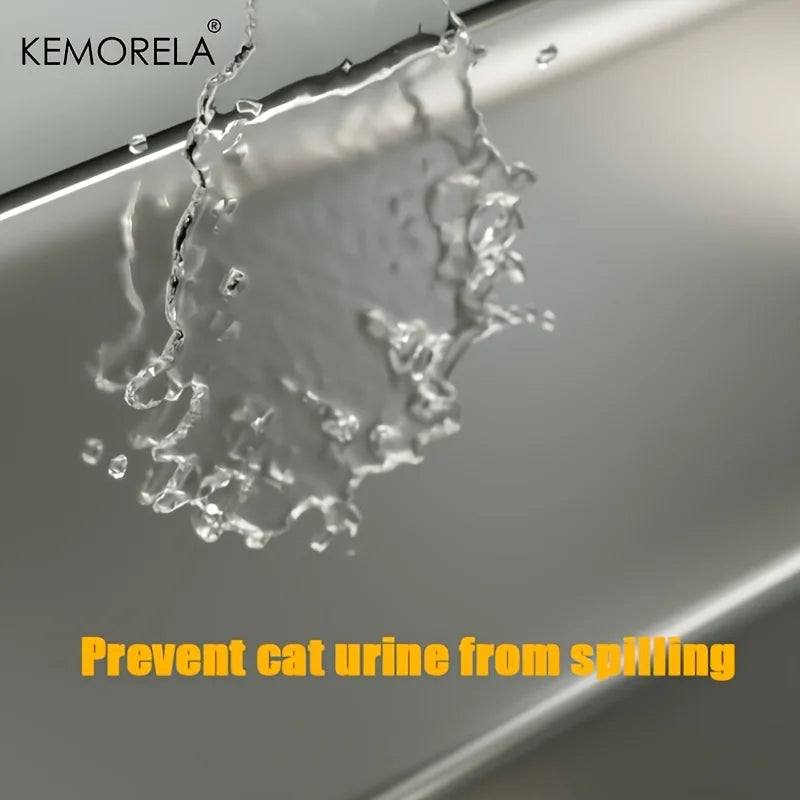 Stainless Steel Litter Box with Litter Mat - High Side for Large Cats