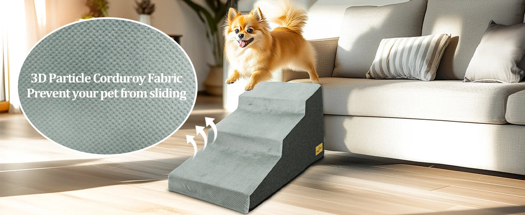 Pet 3/4 Step Stair Dog Cat Ramp - High-Density Foam Stairs
