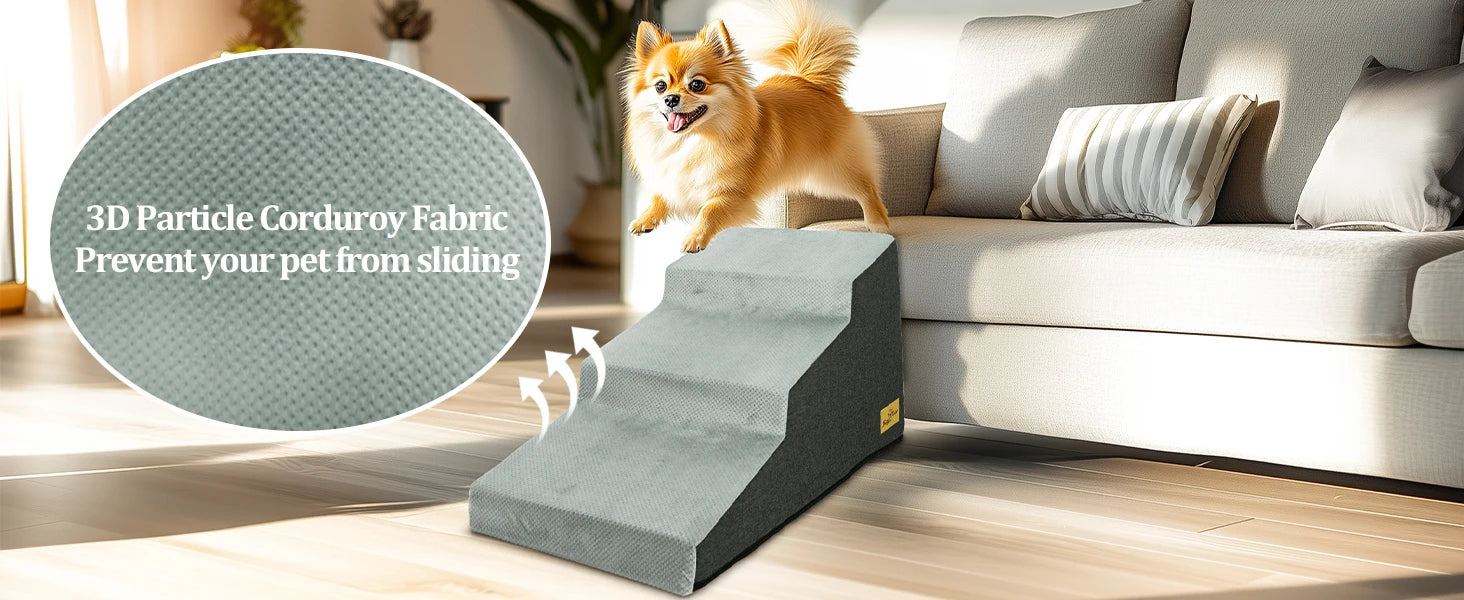 Pet 3/4 Step Stair Dog Cat Ramp - High-Density Foam Stairs