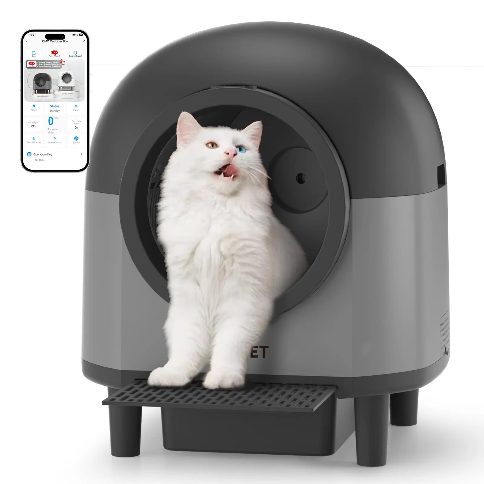 OMCPET Automatic Smart Cat Litter Box - Self Cleaning Sandbox & App Control