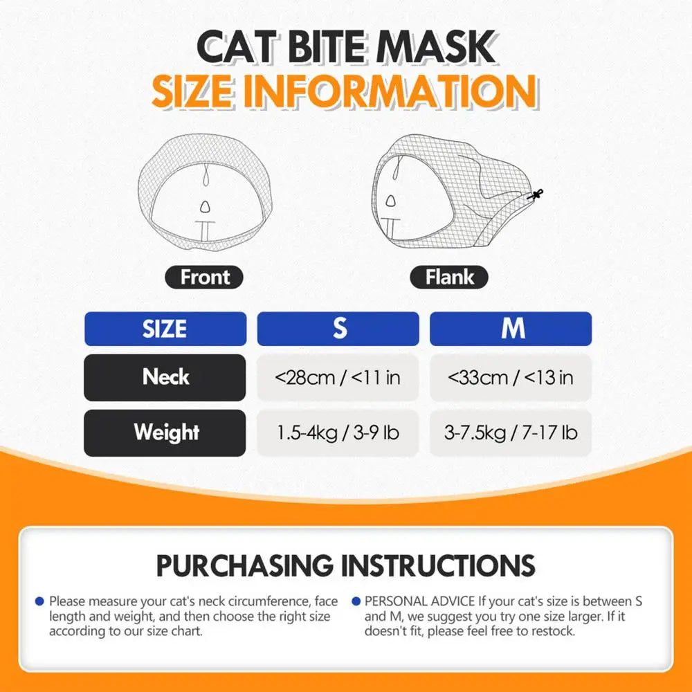 Cat Hood Anti-Bite Breathable - Kitten Face Protection Muzzle
