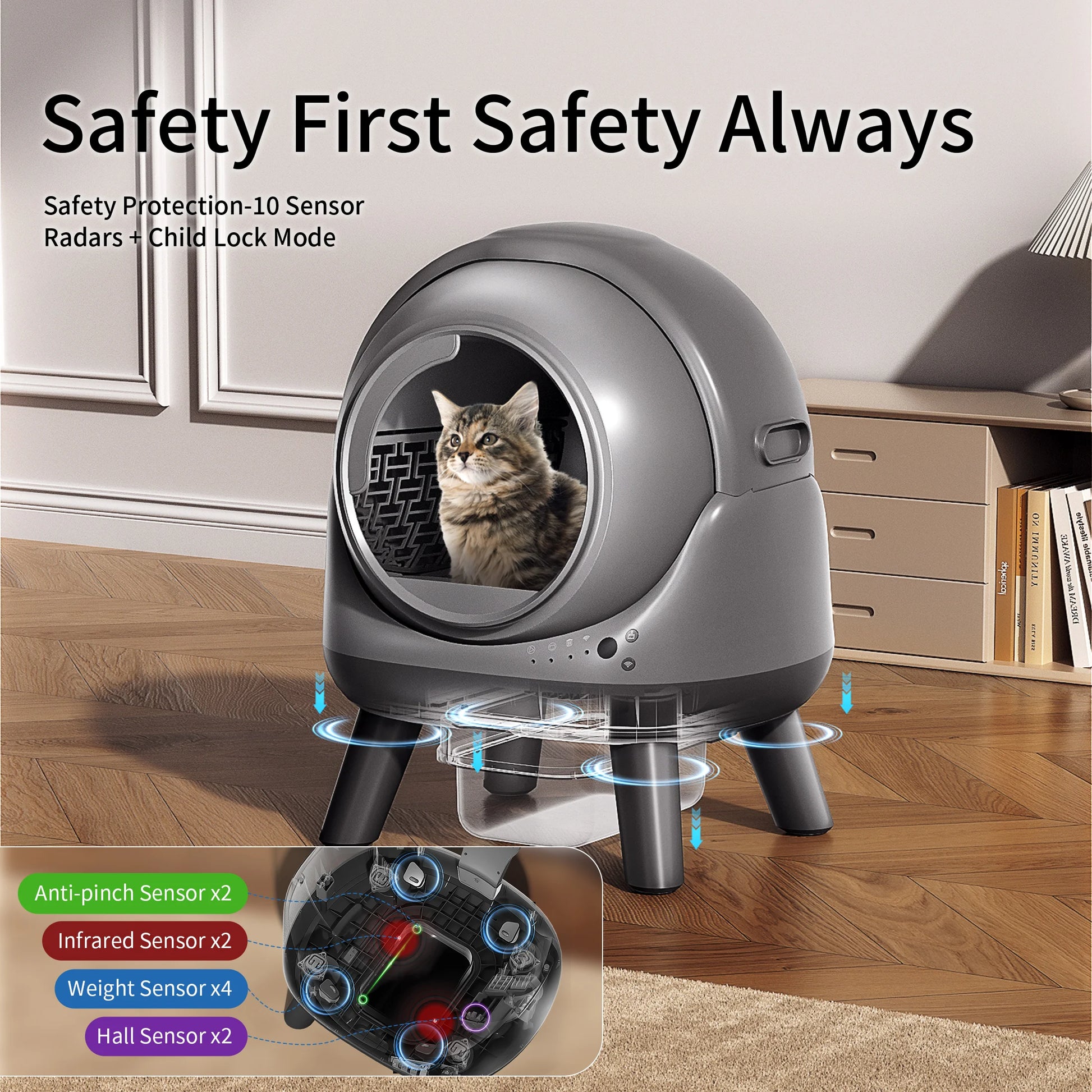 REDSASA 75L Automatic Smart Cat Litter Box - Self-Cleaning & App Control
