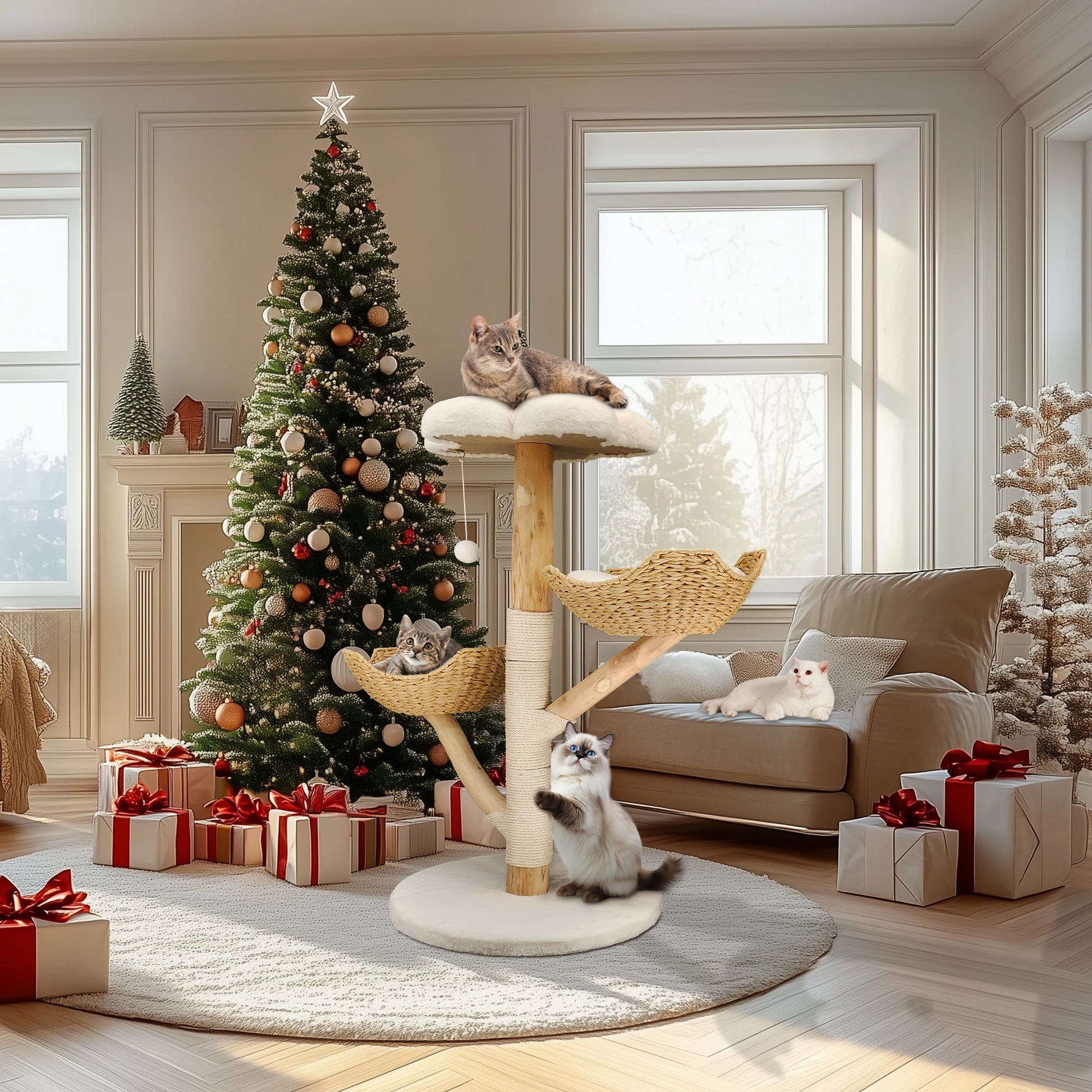 Bingopaw Cat Tree Tower Condo - Multi-Level Scratch Post for Kittens