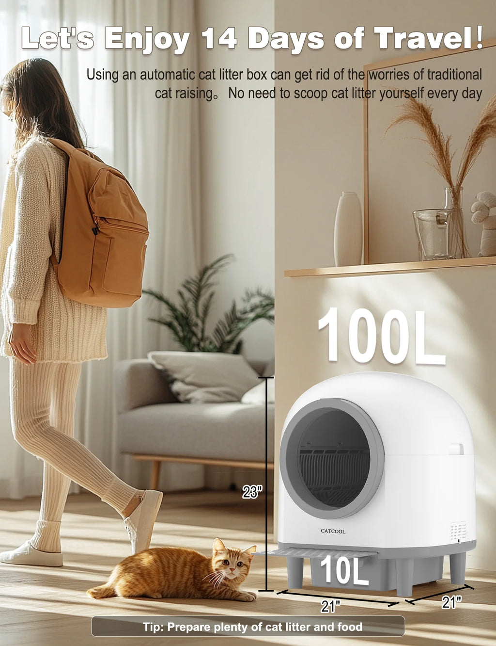 OMCPET Automatic Smart Cat Litter Box - Self Cleaning Sandbox & App Control
