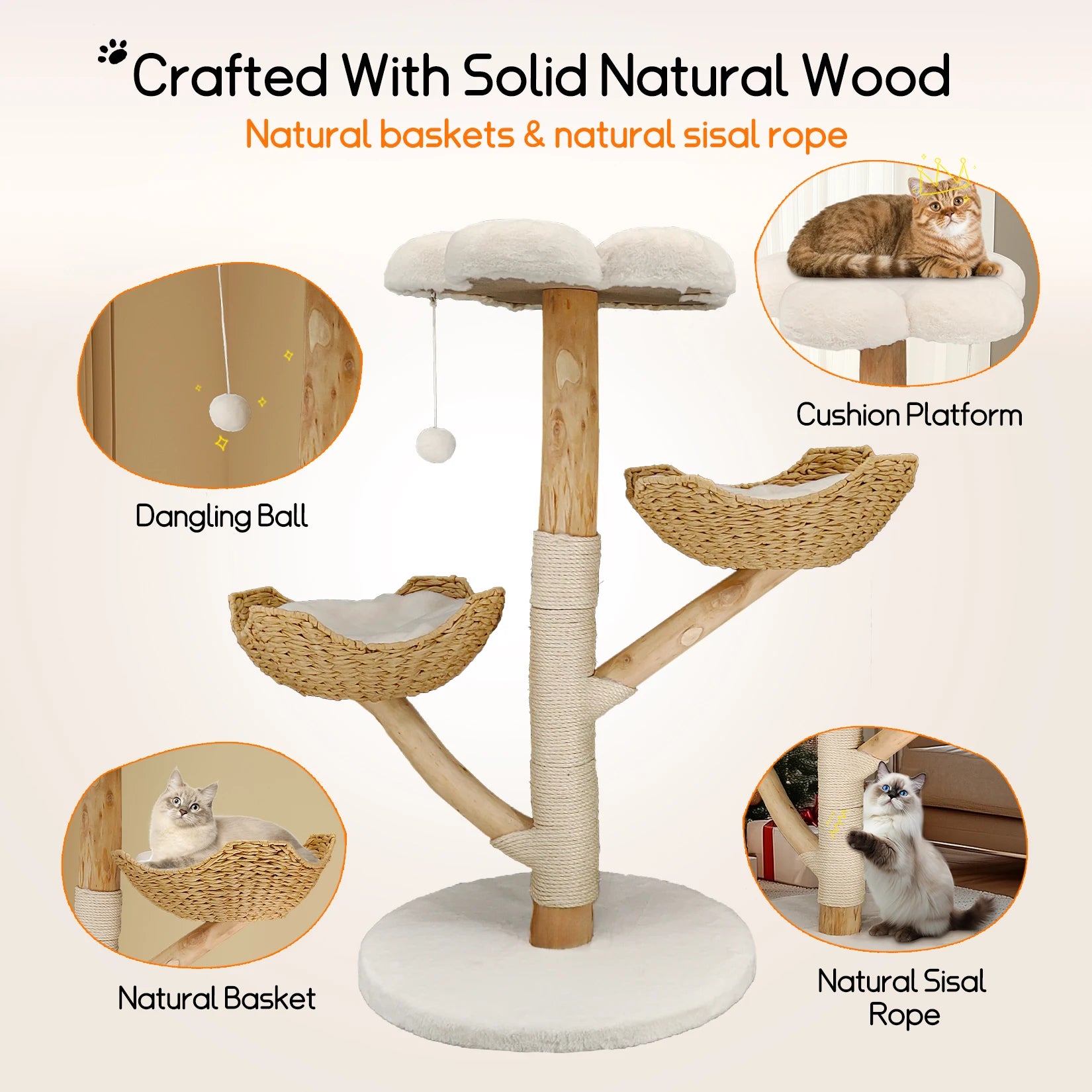 Bingopaw Cat Tree Tower Condo - Multi-Level Scratch Post for Kittens